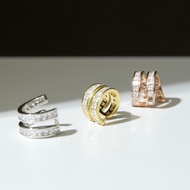 SWAN - Double Baguette Cuff ต่างหูหนีบเงินแท้ คล้องหู ไม่ต้องเจาะ ฝังเพชรคิวบิกเซอร์โคเนีย cubic zir