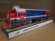 YYY Miniatur papercraft Kereta api kertas CC201 merah biru ORIGINAL