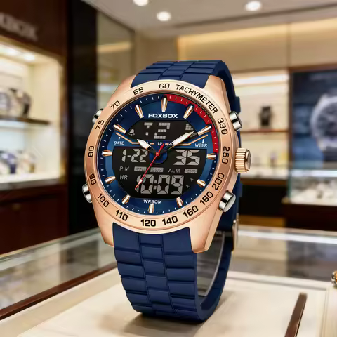 FOXBOX Top Brand Luxury Business Electronic Digital Watch For Men Fashion Military Waterproof Men's
