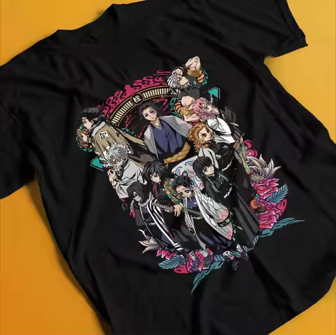 Summer Demon Slayer Shirt Tanjiro Tshirt Zenitsu T-shirt Muzan Doma Tee Inosuke Nezuko Men's Round N