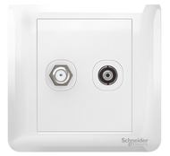 Schneider Electric Affle Plus 1 Gang TV Thru Con + 1 Gang F Connection Socket