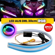 Lampu LED Alis DRL RGB Slim Tempel Fleksibel + Sein Running - 30cm/60cm (Mobil Motor) 12v