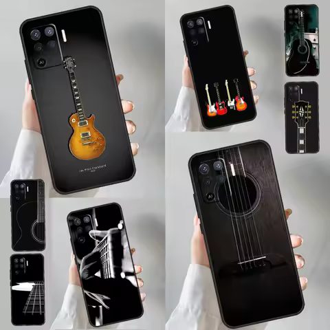 Vintage Music Guitars Case For OPPO A96 A76 A16 A54 A74 A94 A98 A78 A5 A9 A15 A17 A77 A52 A72 A53S A