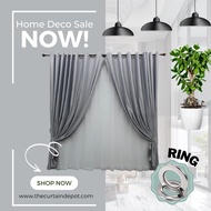 G10 CURTAIN modern Plain Blackout Siap Jahit Langsir ,Langsir RAYA Kain Tebal (Hook / Free Eyelet) Warna Silver