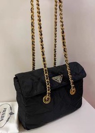 自背Prada Vintage中古鏈條菱格流浪袋