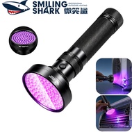 SMILING SHARK Flashlight UV Purple Light Torch Light 100Pcs 395nm Detection Light 6*AA Battery Water