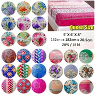 Queen Sheet Zip 5' x 6' x 8'' 152cm x 182cm x 20.5cm Cover with Zip Bed Bantal