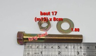(paket 10 set) baut 17 (12mm) x ( 2cm - 10cm) (baut mur dan ring)