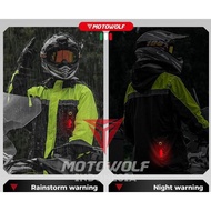 0402B Motowolf Double Lining Motorcycle Raincoat Plus LED Flash Poncho