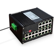 24-Port Managed PoE Gigabit Industrial Ethernet Switch, 2-Layer，Lightning Protection 4KV, IP40, -40°