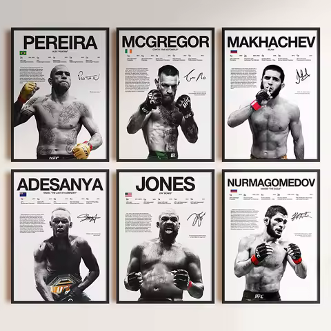 Famous Boxing Legends Fighting Poster Print UFC Inspirational ILIA TOPURIA Canvas Painting Wall Art 