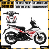Tem Exciter 150 Thiết Kế Ngọn Lửa Cực Cháy | EX15035 | Team Decal Hình Dán Xe Máy Ex150 Đen Trắng Xa