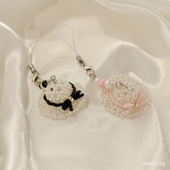 Handmade Beaded Chanel Style Hat Phone Strap Cute Versatile Bag Pendant ccd Camera Pendant Keychain