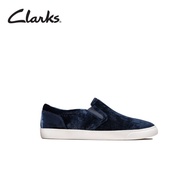 Clarks Glove Puppet Navy Velvet Womens Slip Ons