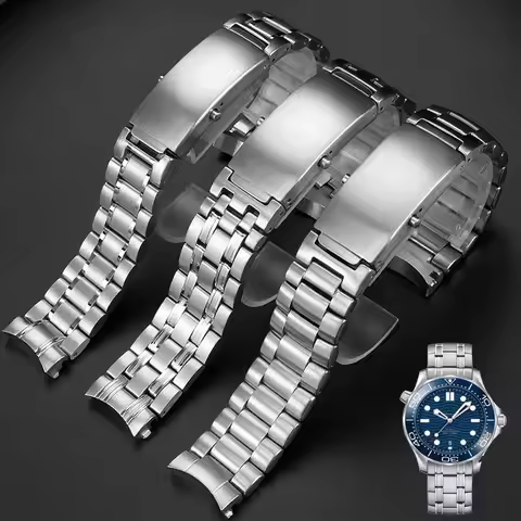 Solid Stainless steel watchband 18mm 20mm 22mm Silver Watch Band For omega strap seamaster speedmast