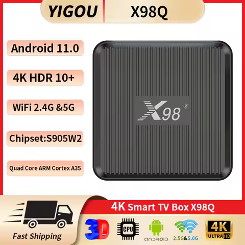 X98Q TV Box Smart 4K HD AV1 Amlogic S905W2 Smart TV Box Media Player Set Top Box Android11 2.4G&5G D