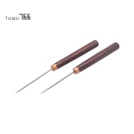 2 Pcs Awl Tool with Wooden Handle, Leather Awl Punch Tool, Slender Scratch Awl, Awl Repair Tool for 