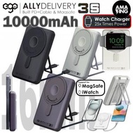ego - AllyDelivery 3S @Magsafe 10000mAh 6合1 移動電源 手機支架 APPLE WATCH 黑色 SLIM