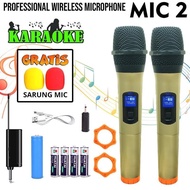 WIRELESS MICROPHONE KARAOKE MIC WITH 1 RECEIVER 2 MIC BLUETOOTH COLOKAN