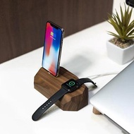 二合一實木iPhone充電器 蘋果手機充電器 實木Apple充電器 禮物