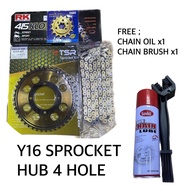 RK JAPAN 415KLO O-RING CHAIN + SPROCKET SET Y16 HUB 4 HOLE 415KLO-132 ORING GOLD TSR RK