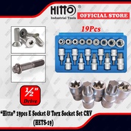 [ HITTO ] High Quality  19pcs 1/2 Inch Drive ' E ' socket & -Torx Socket Set T & E Type CR-V Tools (