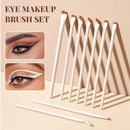 ชุดแปรงแต่งตาโพรงเซรามิกสีขาว - แปรงเส้นผมบางเฉียงสุดยอด แปรงดินสอเขียนตา แปรงคอนซีลเลอร์ และแปรงอาย