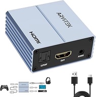 HDMI Audio Extractor 4K@30Hz, HDMI to Optical 5.1 S/PDIF & 3.5mm AUX Audio Adapter, 192KHz Audio Con