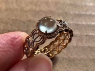 冰種翡翠天然翡翠A玉班指披指指環 • 18k金蕾絲翡翠戒指