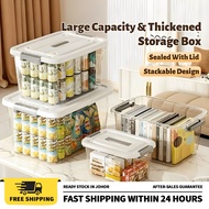 ✨【】✨46L Transparent Storage Box With Lid Stackable Clothes Toys Storage Organizer Box Large Capacity