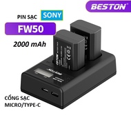 NP-FW50 2000mAh Battery Pack + Beston Charger For Sony Camera a6100 a6300 a6500 a7m2 r2 s2 a5100 NEX