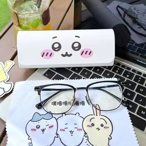 Cute Chiikawa Joke Bear Magnetic Glasses Case Flip Cover Crush-Resistant Anti-Fall Portable Eyeglass