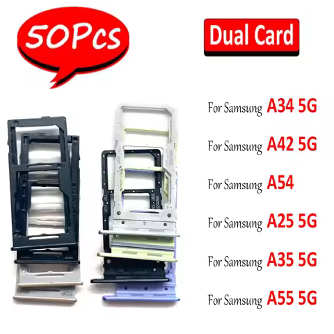 5​0Pcs，NEW Dual Card SIM Card Holder Tray chip slot drawer Holder Adapter Socket For Samsung A34 A42