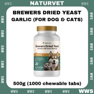 NaturVet Brewers Dried Yeast Formula with Garlic Flavoring Chewable Tablets # For Dog & Cat # 1000 T