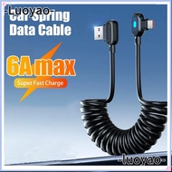 LUOYAO1 USB C To Type C Fast Charging Cable, Black PVC 6A Spring Data Cable,  Spring Elbow Telescopi