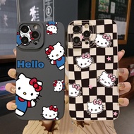 for OPPO A16 A15 A16E A16k A95 Reno6 Z 5G A94 A54 A74 4G A53 A76 A96 4G A12 A5S A7 HelloKitty Cat Girls Square Edge Cover Full Len Protective Case