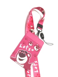 LTS SB ที่ใส่บัตร พร้อมสายคล้องคอ ลาย ล๊อตโซ่ หมีสตรอว์เบอร์รี งานดี สวยงาม สำหรับ บัตร 6x8 cm (b