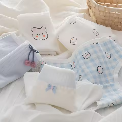 5Pcs/Set Women's Cotton Panties Soft Shorts Cartoon Underpants Girls Briefs Female Underwear Comfort