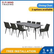 Matte 8 Seater Sintered Stone Dining Table Set/ Ceramic Dining Set/ Set Meja Makan 8 Kerusi Kaki Besi