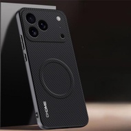 Luxury PU Leather Magnetic Case For iPhone 17 Pro Max Textured Back Cover Silicone Protection Phone 