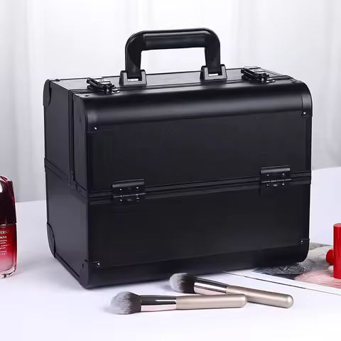 Makeup Train Box With Professional Adjustable 4 Trays Makeup Box Makeup Storage Box With Lock And Co