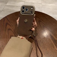 金属棕色山茶花16手机壳iPhone17promax/15高级14/1312手绳11Metal Brown Camellia 16 Phone Case iPh