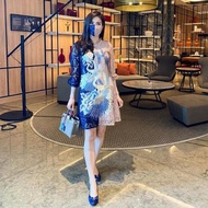 Everly Embroidery Dress in blue
