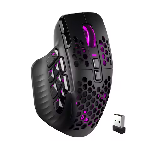 SOLAKAKA SM809 Pro Wireless MMO Gaming Mouse PAW3311 16 Side Buttons 24000 DPI RGB Honeycomb Program