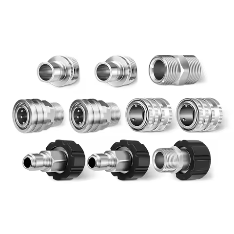 10PCS Pressure Washer Adapter Kit M22-14mm to 3/8" Plug M22-15mm to M22-14mm Adapter 3/4" Garden Hos