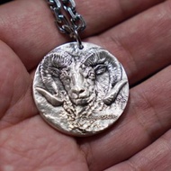 十二生肖 純銀項鍊 紀念幣 吊墜 雕刻 開運 個性 禮物 羊 掛件