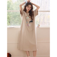 Ladies Nightdress - 95% Cotton 5% Spandex with Chest Pad & Pockets