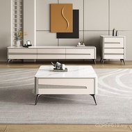 Cream Drawer Minimalist Style Slate Coffee Table Small Apartment Coffee Table Mobile Combination Sma