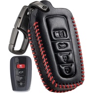Slohif Leather Key Fob Cover Accessories for Toyota for 2018-2022 Camry RAV4 Highlander Avalon C-HR 