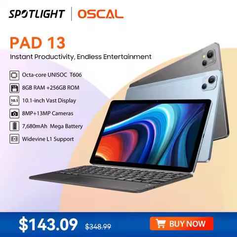 OSCAL Pad 13 Tablet ,10.1 inch FHD Display, 7680mAh Battery ,8GB RAM+256GB ROM, Octa-Core T606 Pad, 
